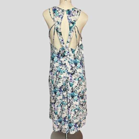 Sam Edelman Blue Floral Cut Out Racerback High-Low Dress - Picture 3 of 14